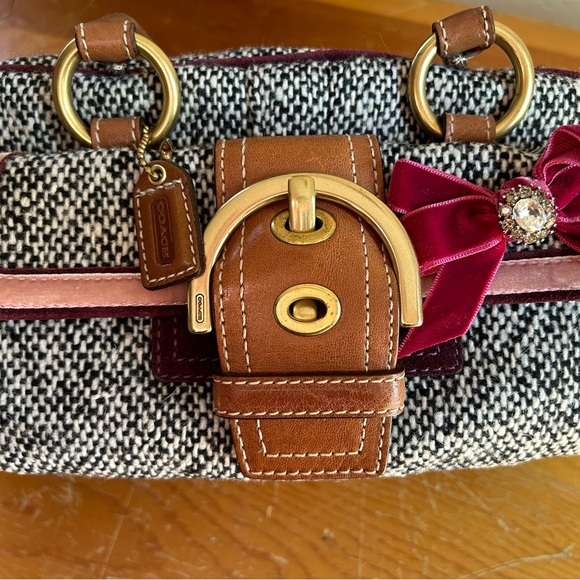 Coach Tweed Satchel with Ribbon and Rhinestone - Picture 6 of 7